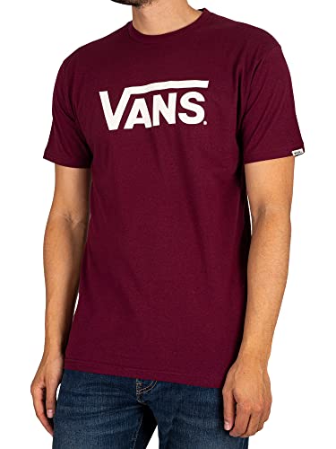 Vans Classic Drop V Camiseta, Burgundy-Marshmallow, S para Hombre